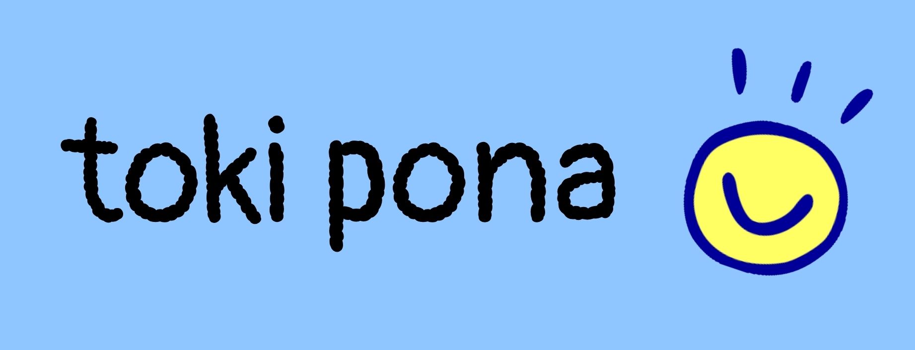 toki pona. Botón azul con el símbolo del idioma construido, toki-pona.